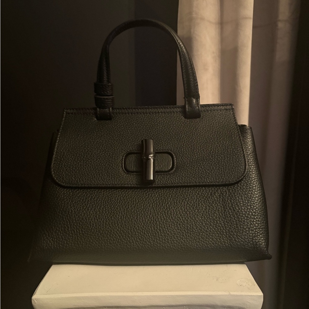 Italian Leather Black Satchel Bag